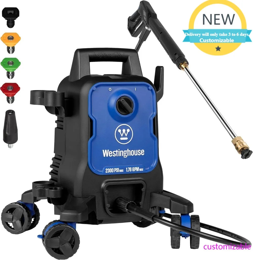 2300 PSI Electric Pressure Washer With 1.76 GPM Soap Tank And Anti Tip Wheels