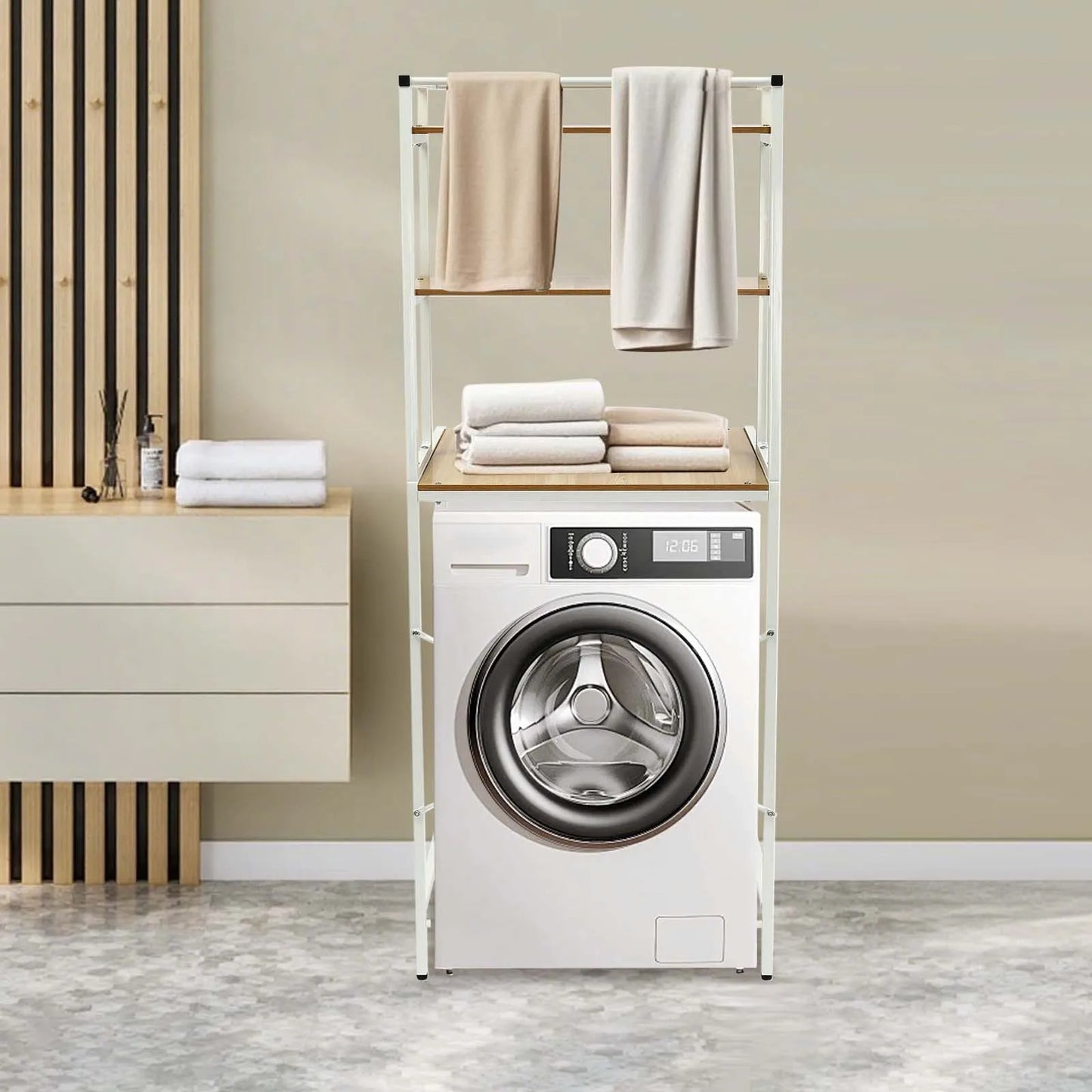 Bymaocar 3 Tier Washer And Dryer Shelving Storage Rack For Laundry