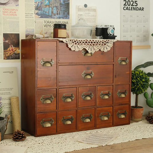 Bymaocar Apothecary Card Catalog Cabinet With 14 Drawers For Desktop