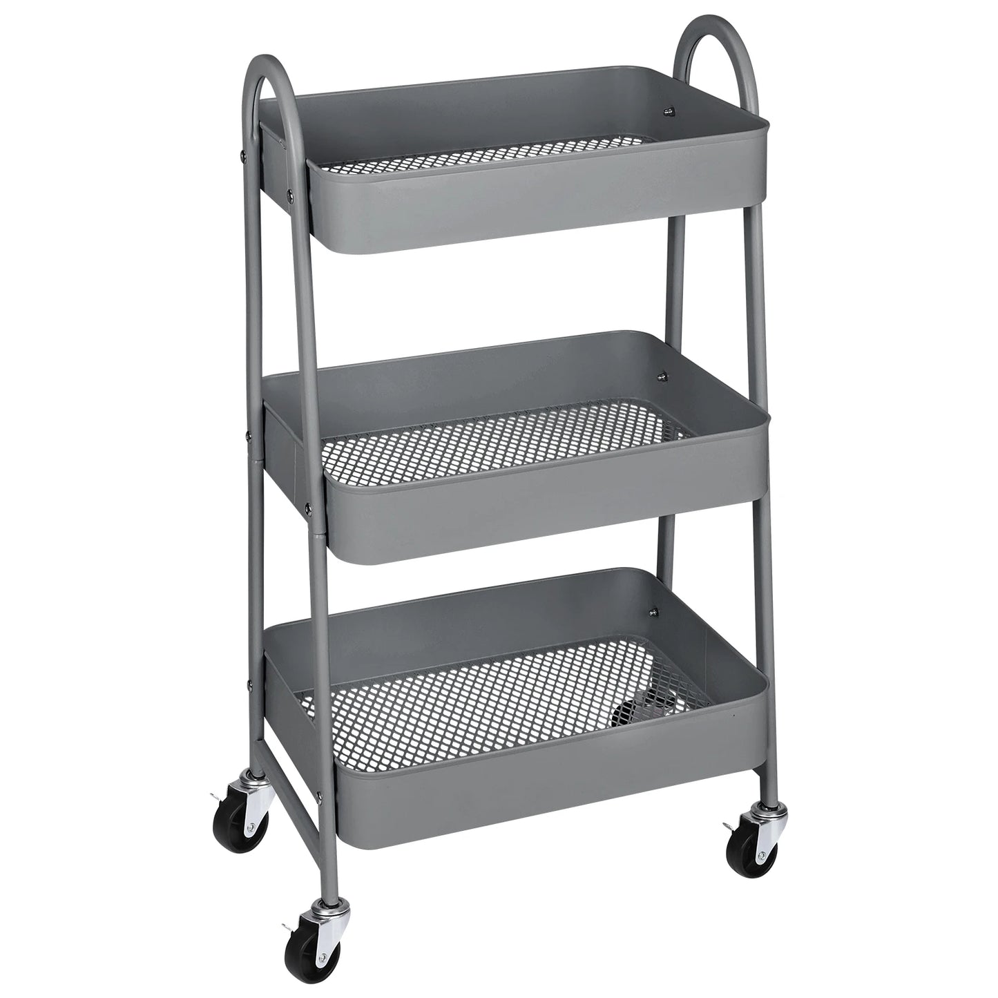 JHK 3 Tier Metal Storage Kitchen Cart With Lockable Wheels