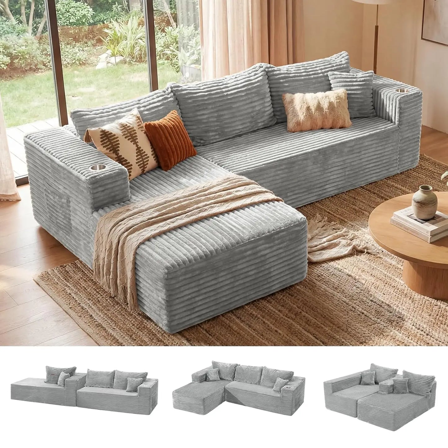 Guangbai Memory Foam Sectional Sofa With Chaise Modern L Shape