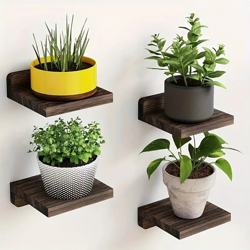 Wooden Wall Mounted Flower Racks for Living Room and Bathroom