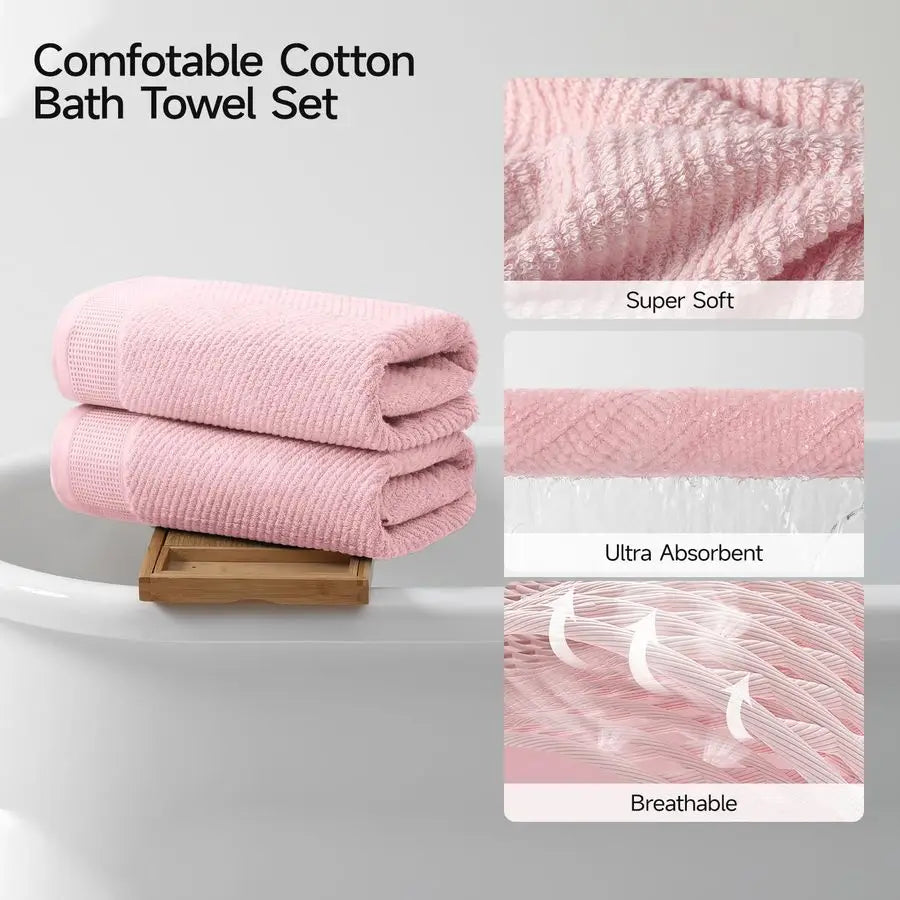 Luxury 8 Piece Towel Set 100 Percent Cotton Quick Dry