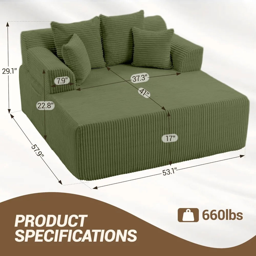 Chaise Lounge Chair Sofa Bed With Armrests And Pillows