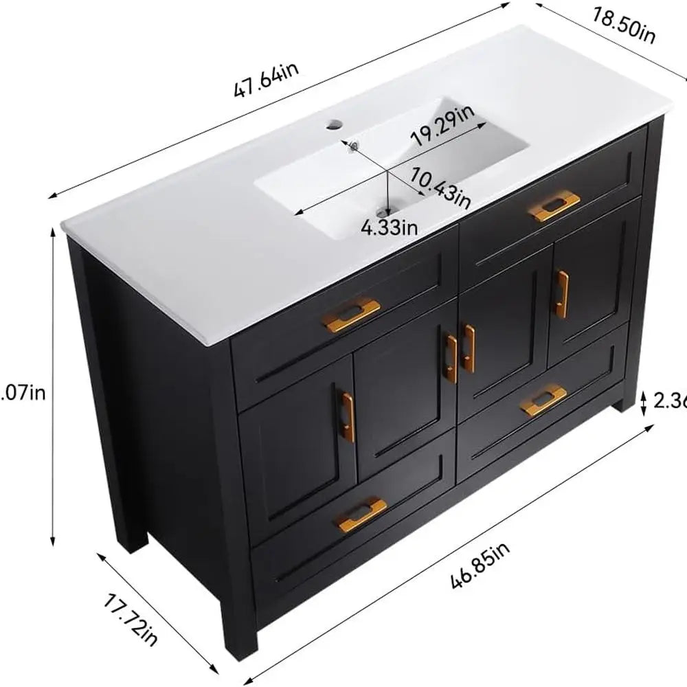 Modern Bathroom Vanity With Sink And Four Drawers Storage Cabinet