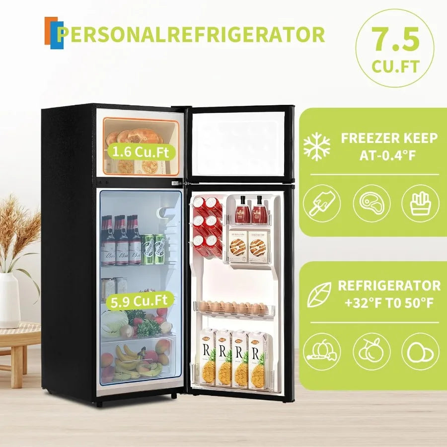 MDNG Two-Door Compact Energy-Efficient Mini Refrigerator for Dorm