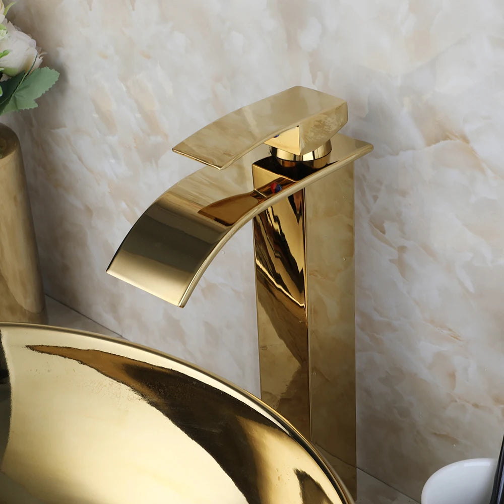 ZAPPO Vessel Sink Ceramic Above Counter Faucet Set