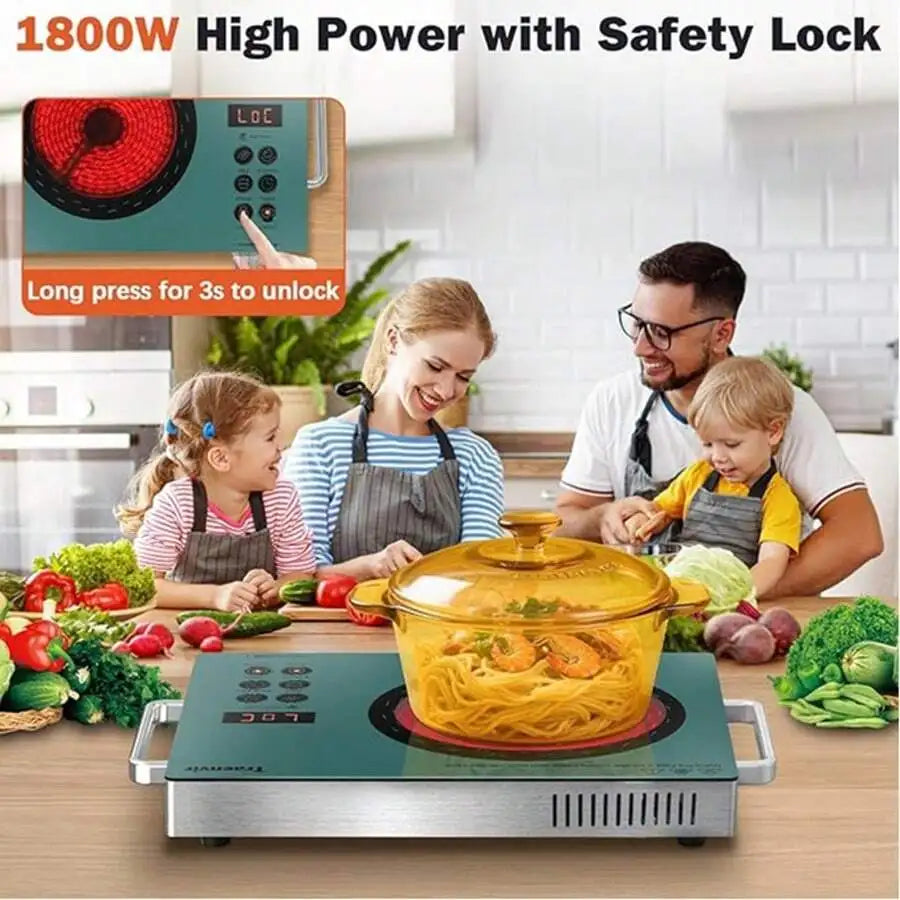 XMSJ Electric Cooktop One Burner Portable Ceramic 1800W