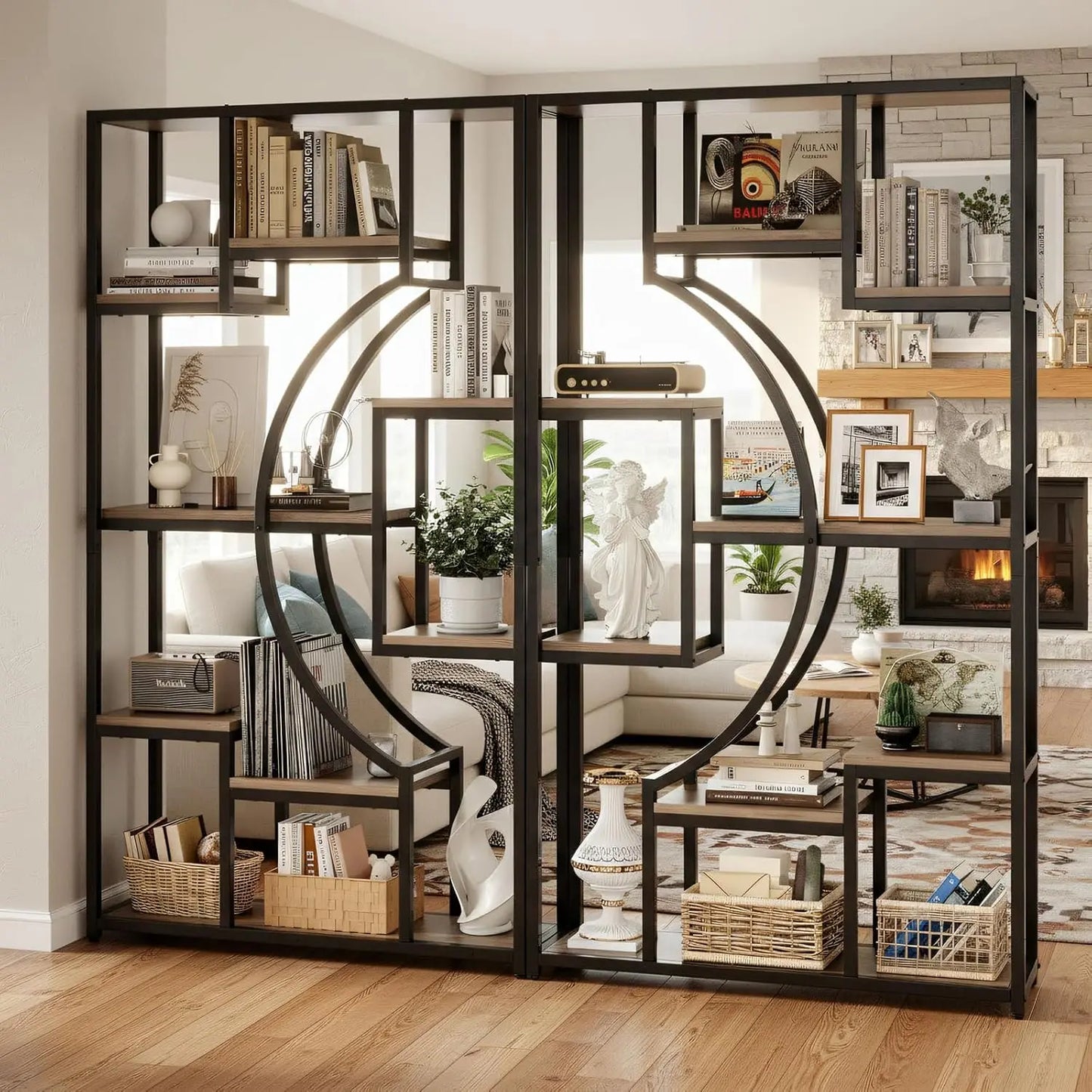 Geometric Bookshelf Metal Frame Etagere Display Shelf