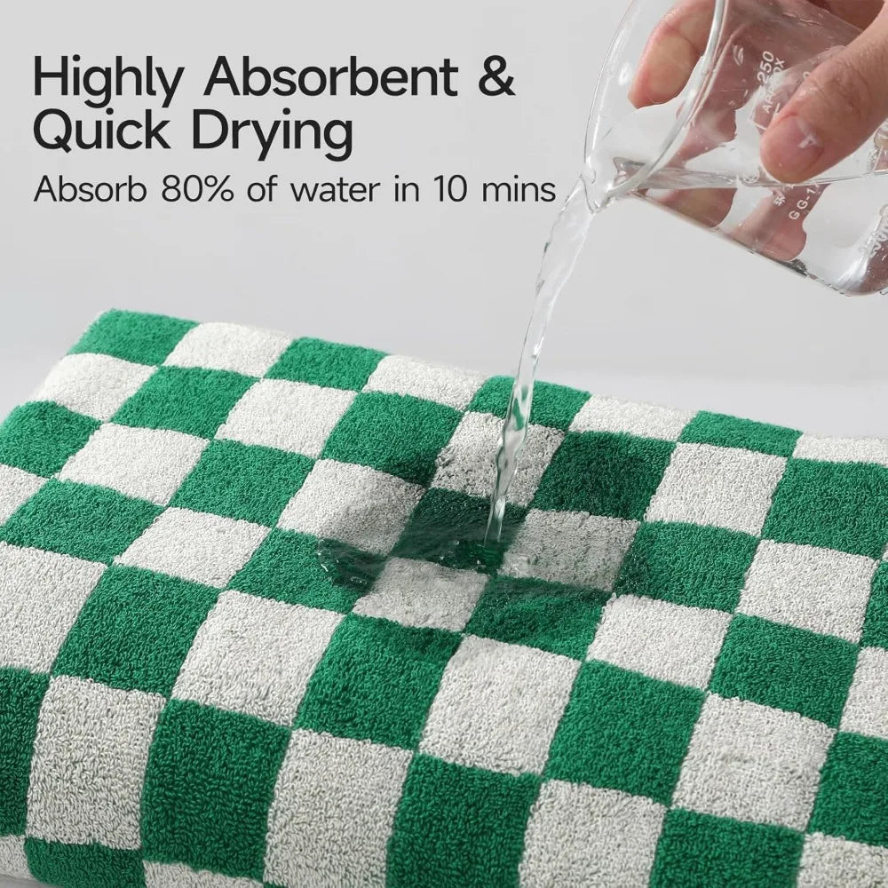 Cotton Bath Towels Set 4 Piece Solid Pattern Highly Absorbent