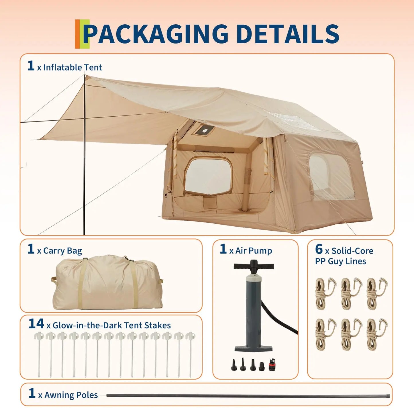 Spacious Inflatable Camping Tent for 6 People With Quick Setup Skylight Canopy