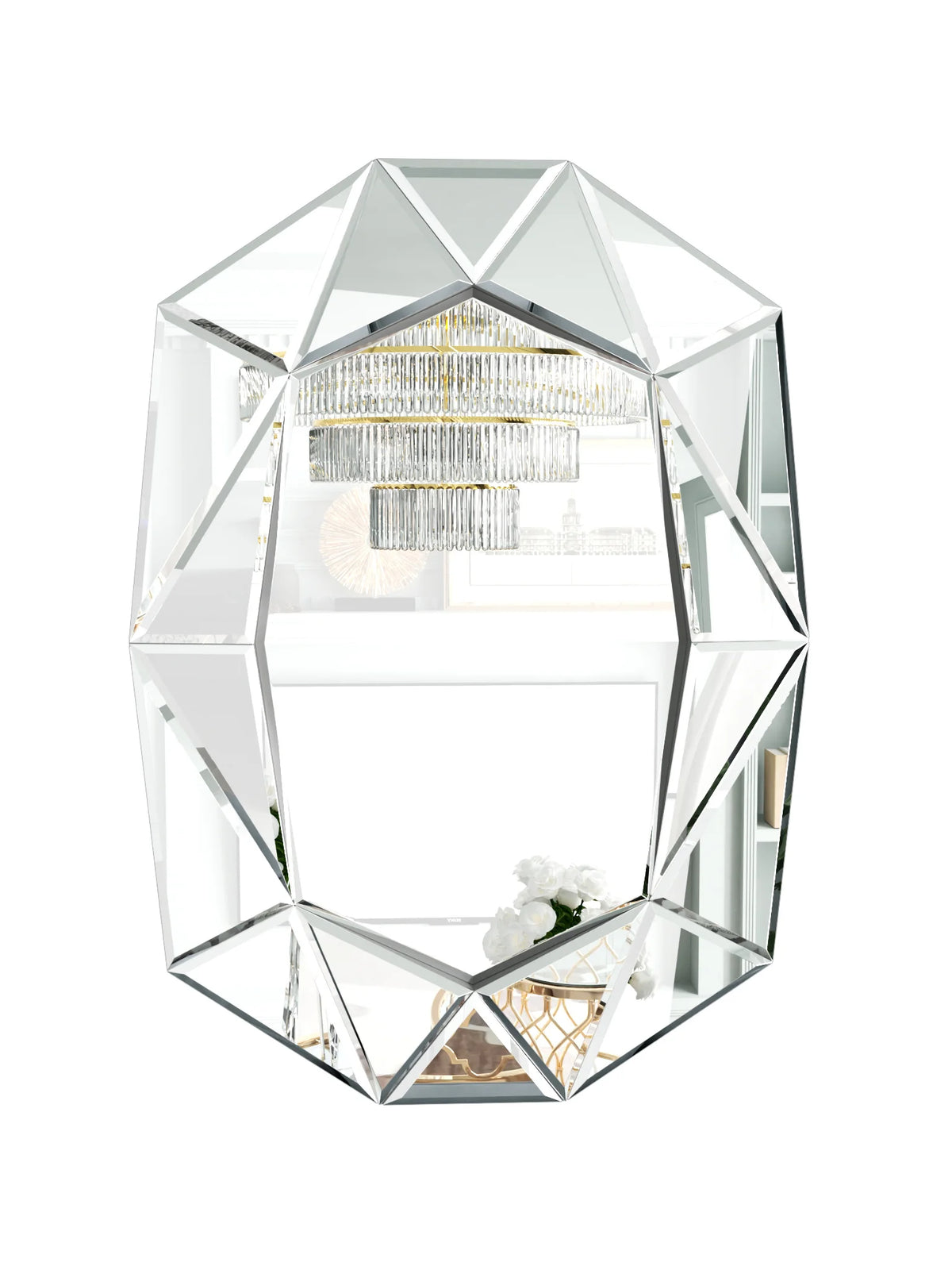 Wisfor Irregular Beveled Diamond Edge Glass Wall Mirror