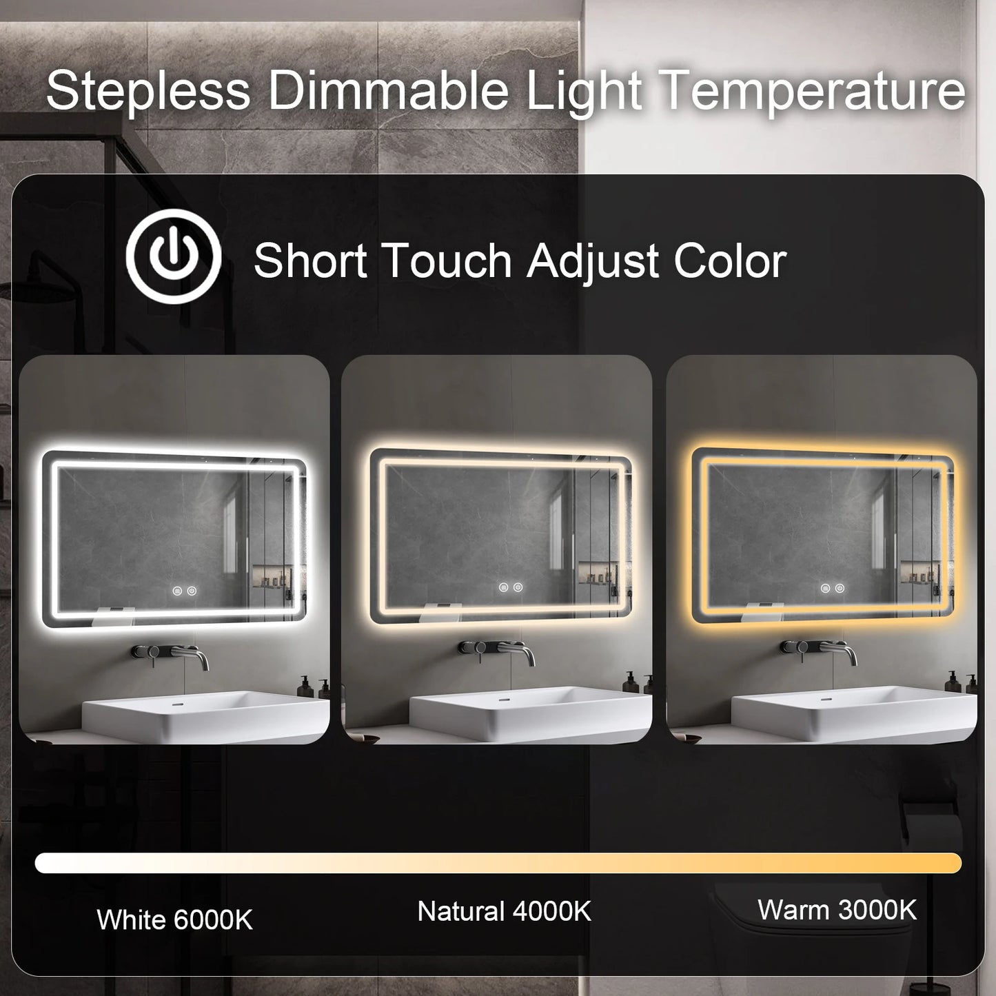 MYGIIVOVO LED Backlit Fogless Wall Mounted Vanity Mirror Demister