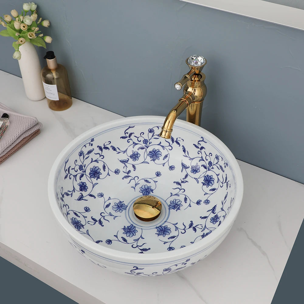 MEKKHALA ZAPPO Ceramic Round Basin Sink Faucet Combo