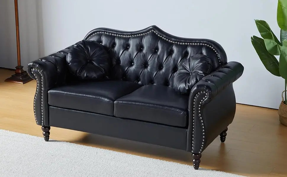OEING Mid-Century Modern Two-Seater Loveseat With Deep Button Tufting