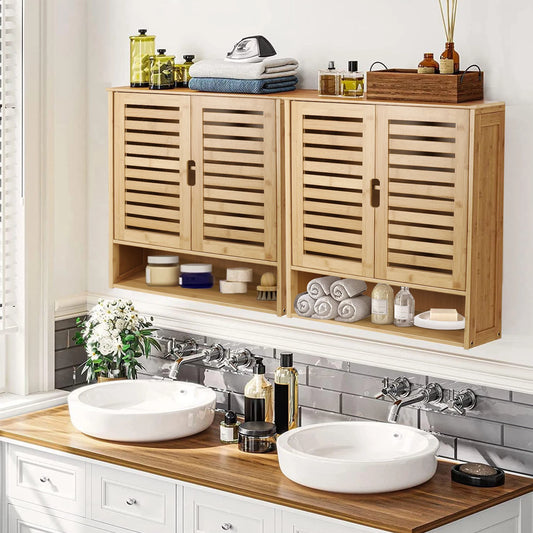 Wall Mounted Bathroom Cabinet With Adjustable Shelves And Double Doors
