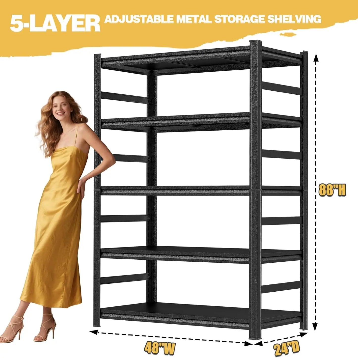 Heavy Duty 5 Tier Garage Shelving Unit With Powder Coat Finish