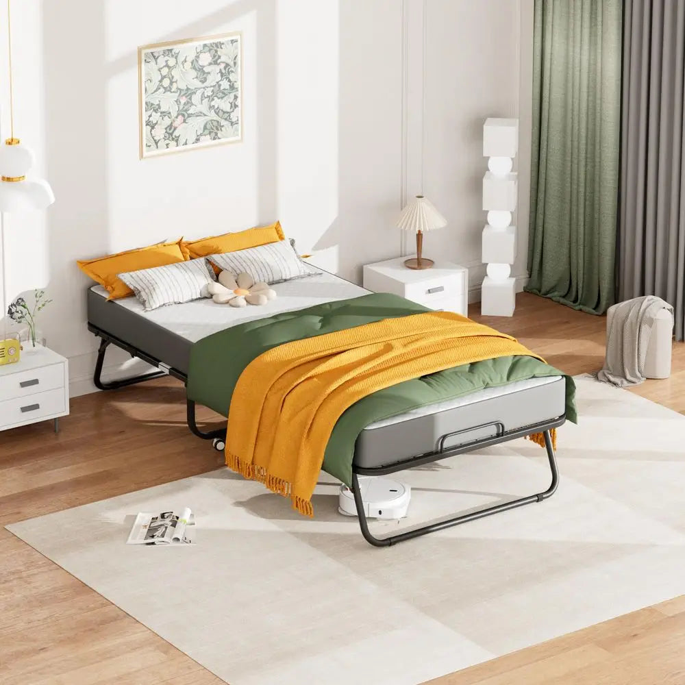 Folding Rollaway Bed With Memory Mattress And Metal Frame
