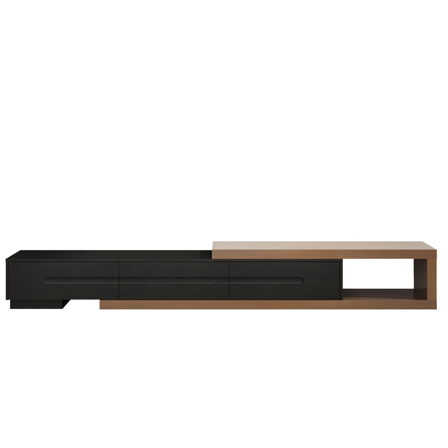 QiaoShiRen Extendable TV Stand Wood Reversible Media Console With Drawers