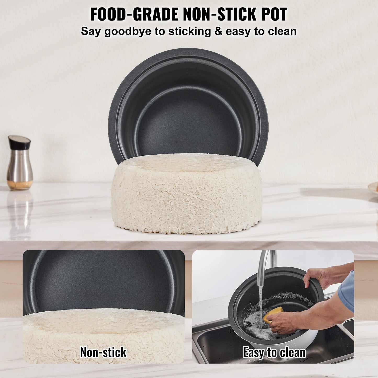 VEVOR Rice Cooker With Aluminium Nonstick Inner Pot Keep Warm