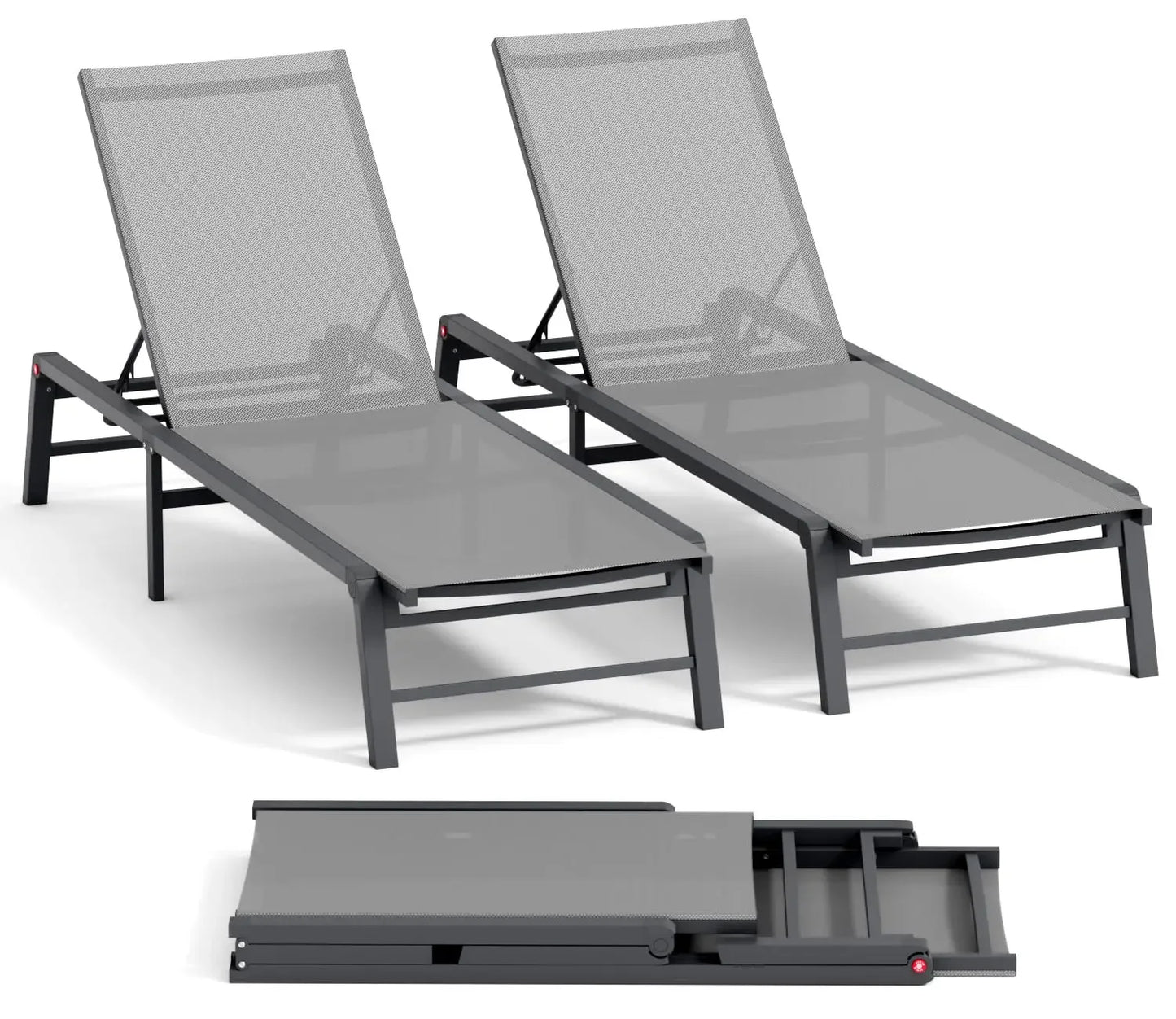 Aluminum Chaise Lounge Chair Outdoor Foldable Patio Lounger