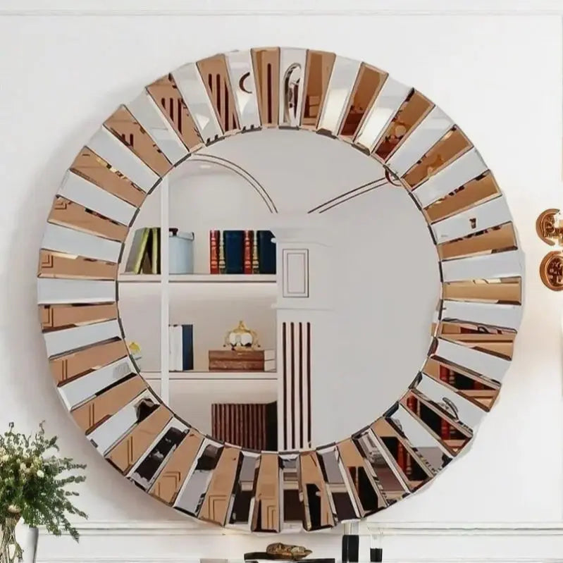 Round Starburst Wall Mirror For Bathroom And Living Room Decor