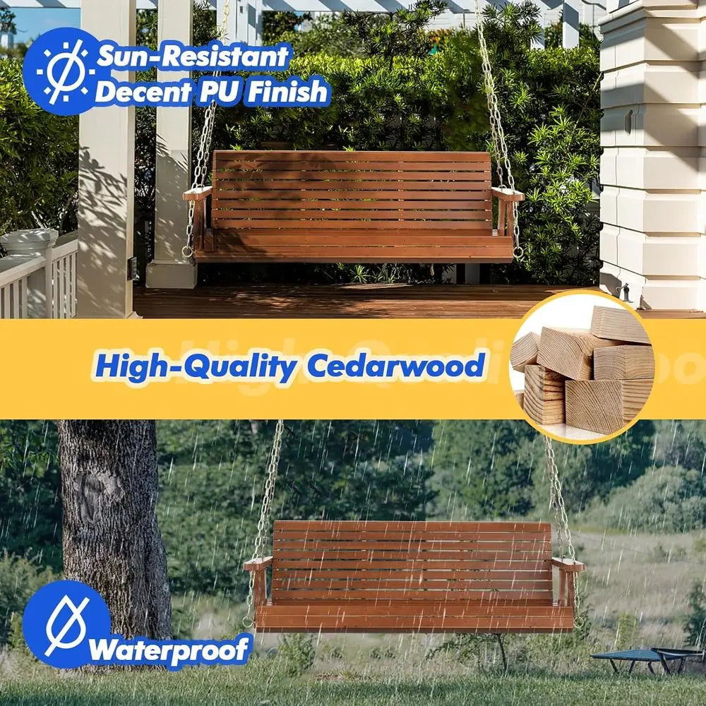 Outdoor Porch Swing Hanging Patio Heavy Duty 880lbs Capacity Backyard Garden