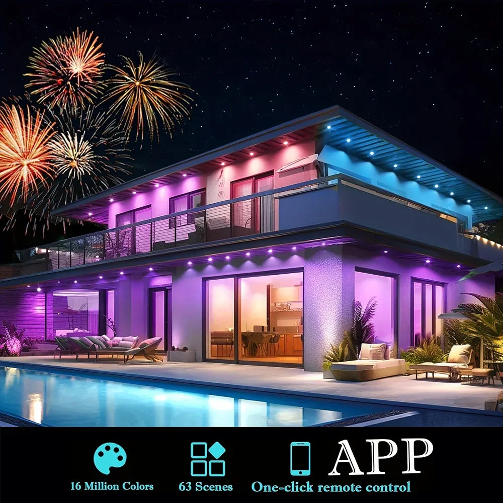 MIMIRGB Outdoor Eaves LED Light String Strip With App Control