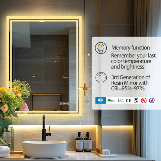 LUVODI Illuminated Backlit Dimmable Defog Bathroom Mirror