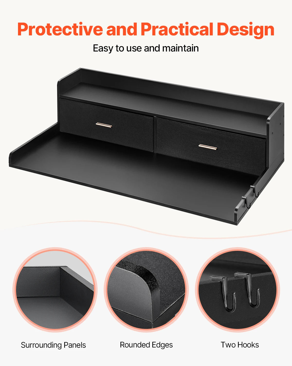 SucceBuy Washer Dryer Countertop Shelf With Drawer For Laundry Room