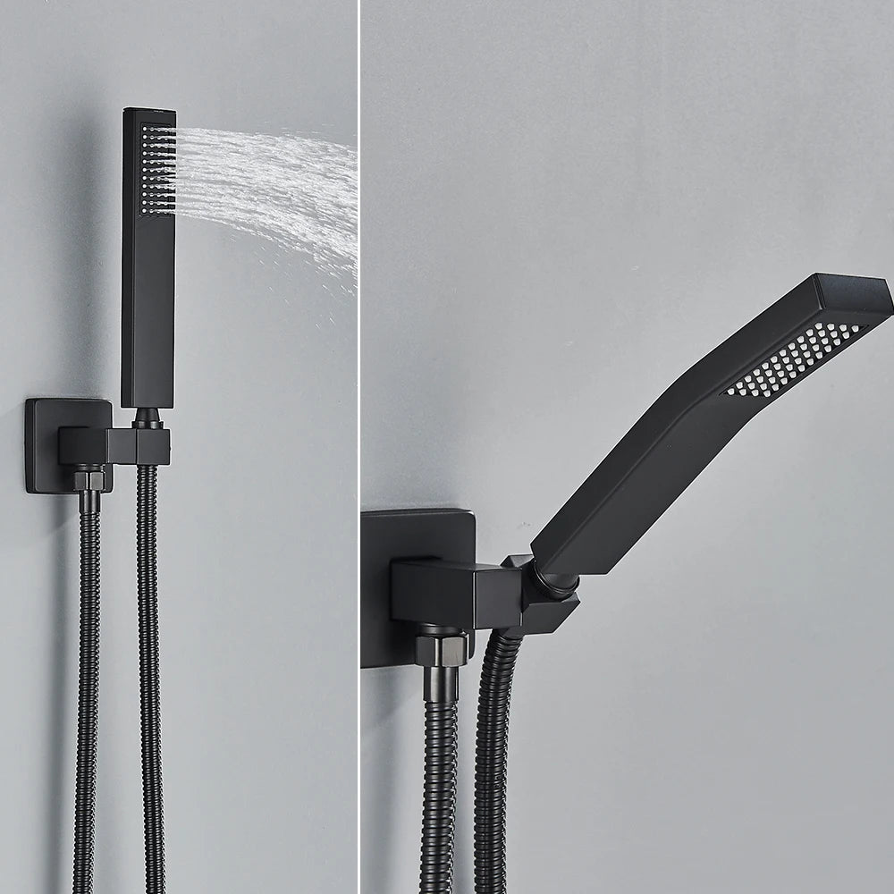 Poiqihy Wall Mounted Rainfall Shower Faucet Set With Single Handle