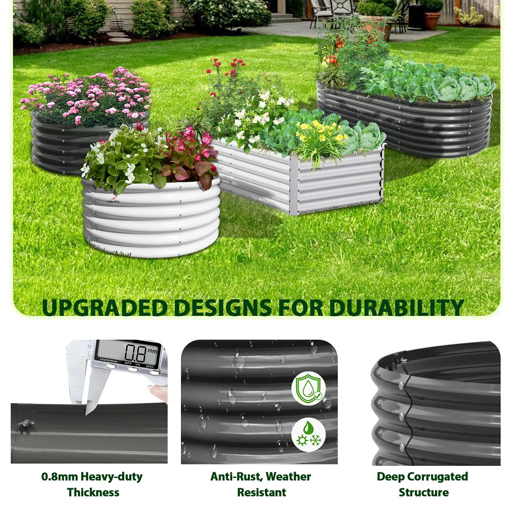 Tramull Galvanized Raised Garden Bed Oval Planter For Vegetables Herbs