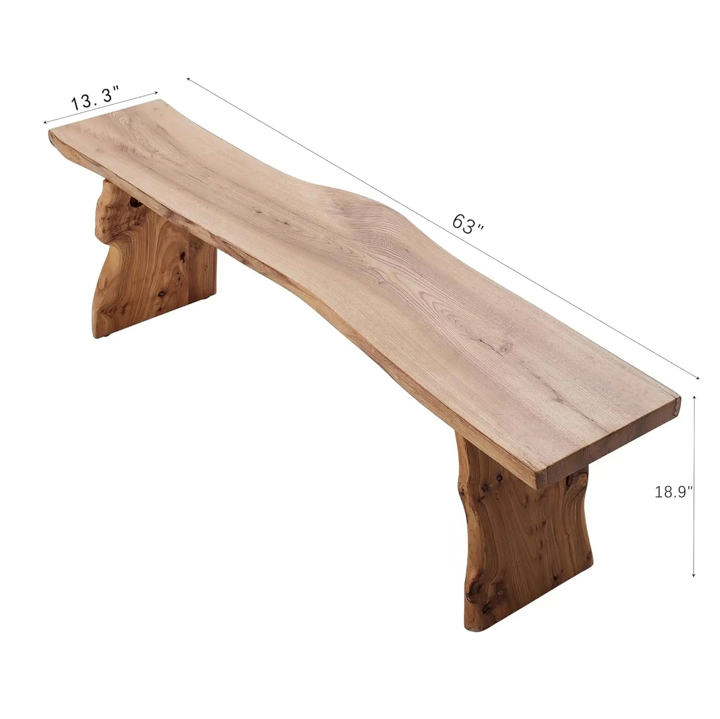 Elm Wood Dining Bench Footrest Stool for Entryway Living Room