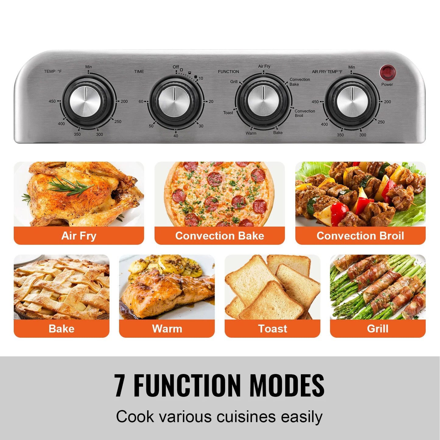 SucceBuy Air Fryer Toaster Oven Stainless Steel Countertop With Grill