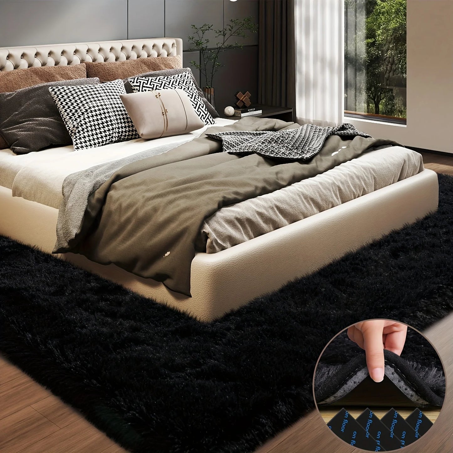 Plush Area Rug Geometric Modern Living Room and Bedroom Decor