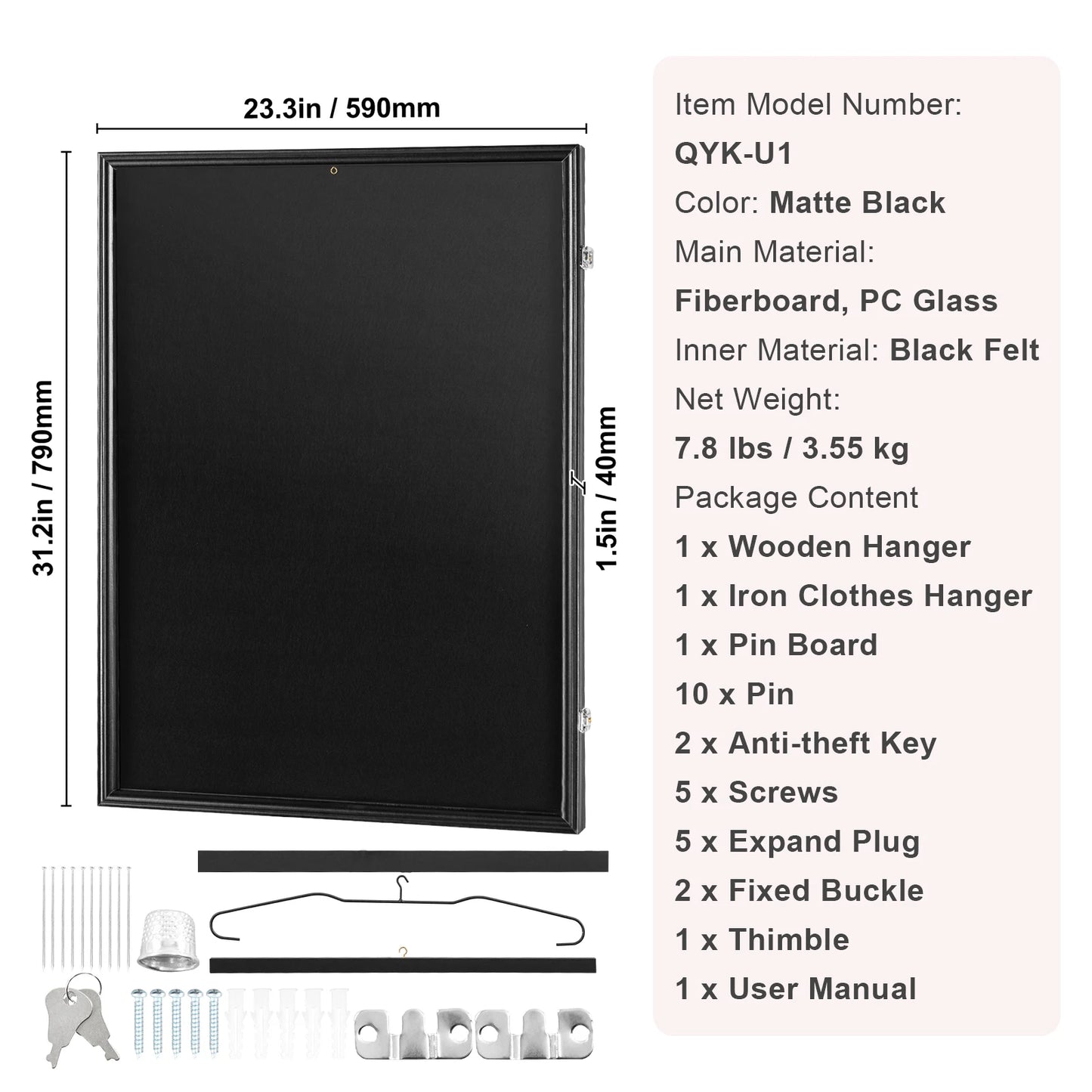 SucceBuy Jersey Display Case Lockable UV Shield PC Glass