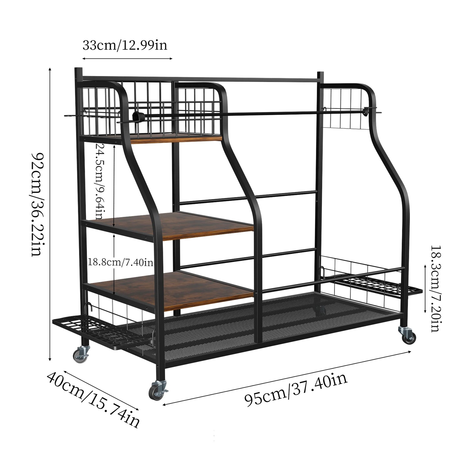 Rolling Golf Bag Storage Rack With Wheels Metal Organizer