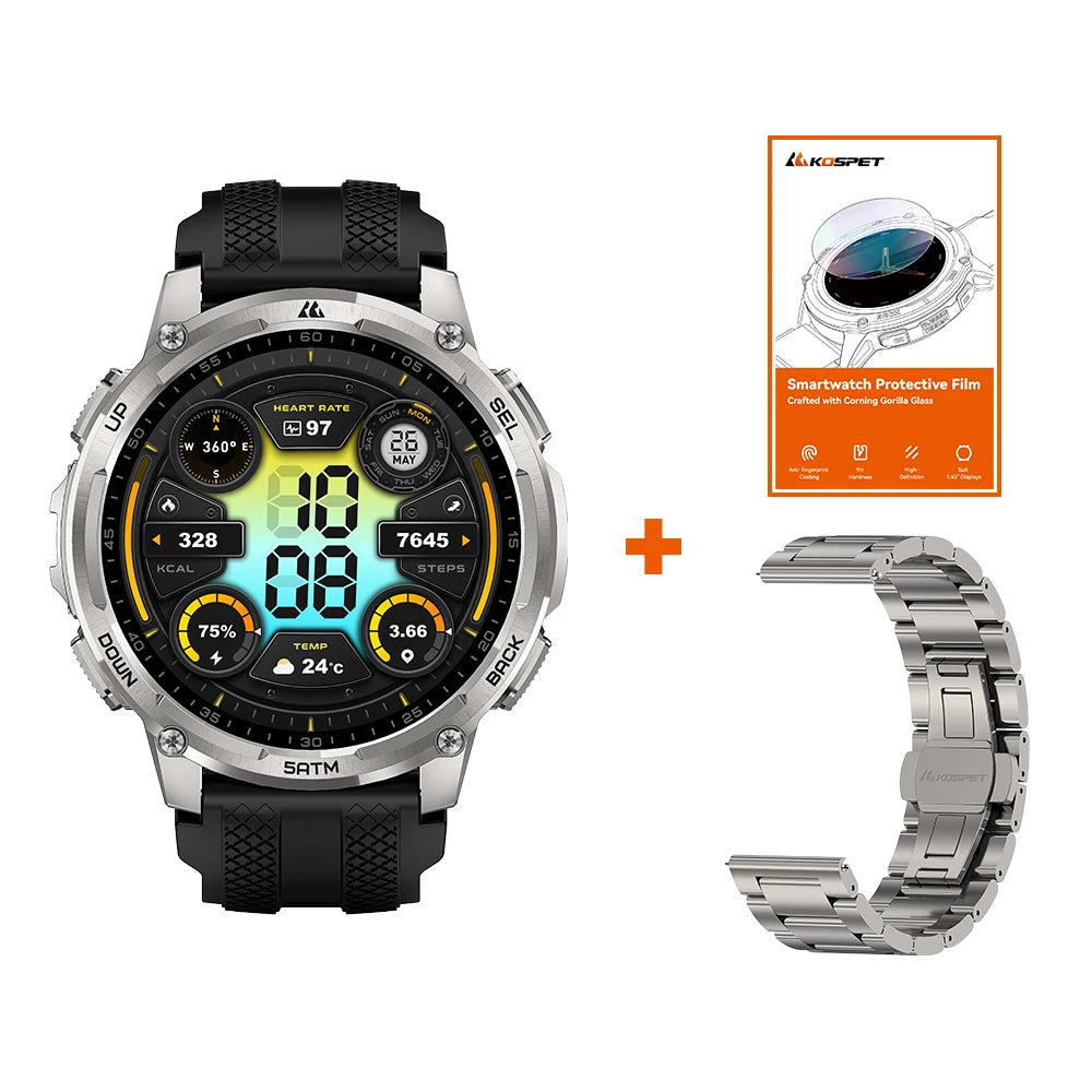 Kospe Tank T4C Smartwatch Men's Outdoor Rugged Dual-Band GPS Waterproof