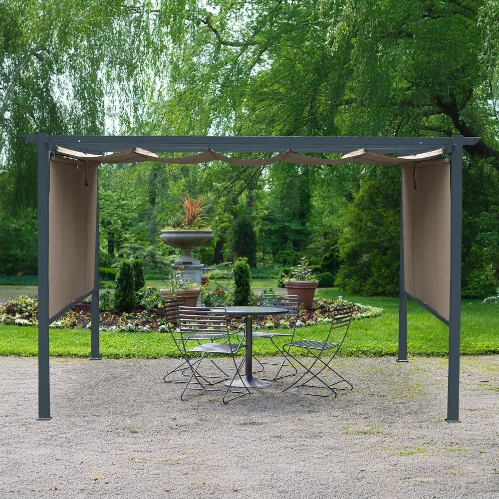 DUOFU Aluminum Frame Retractable Canopy Pergola With Roller Curtains