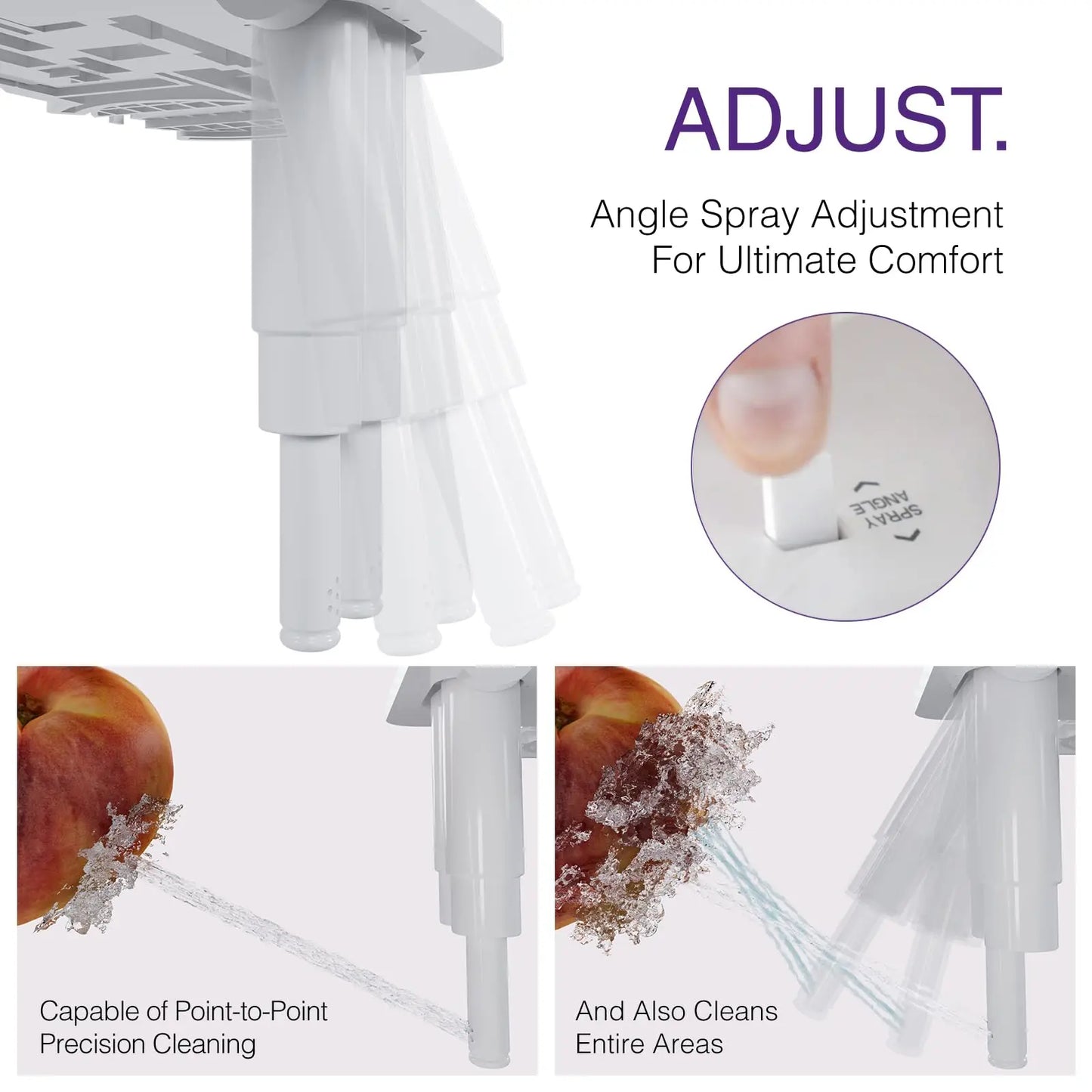 Ultra Slim Non Electric Bidet Attachment Dual Nozzle Adjustable Pressure