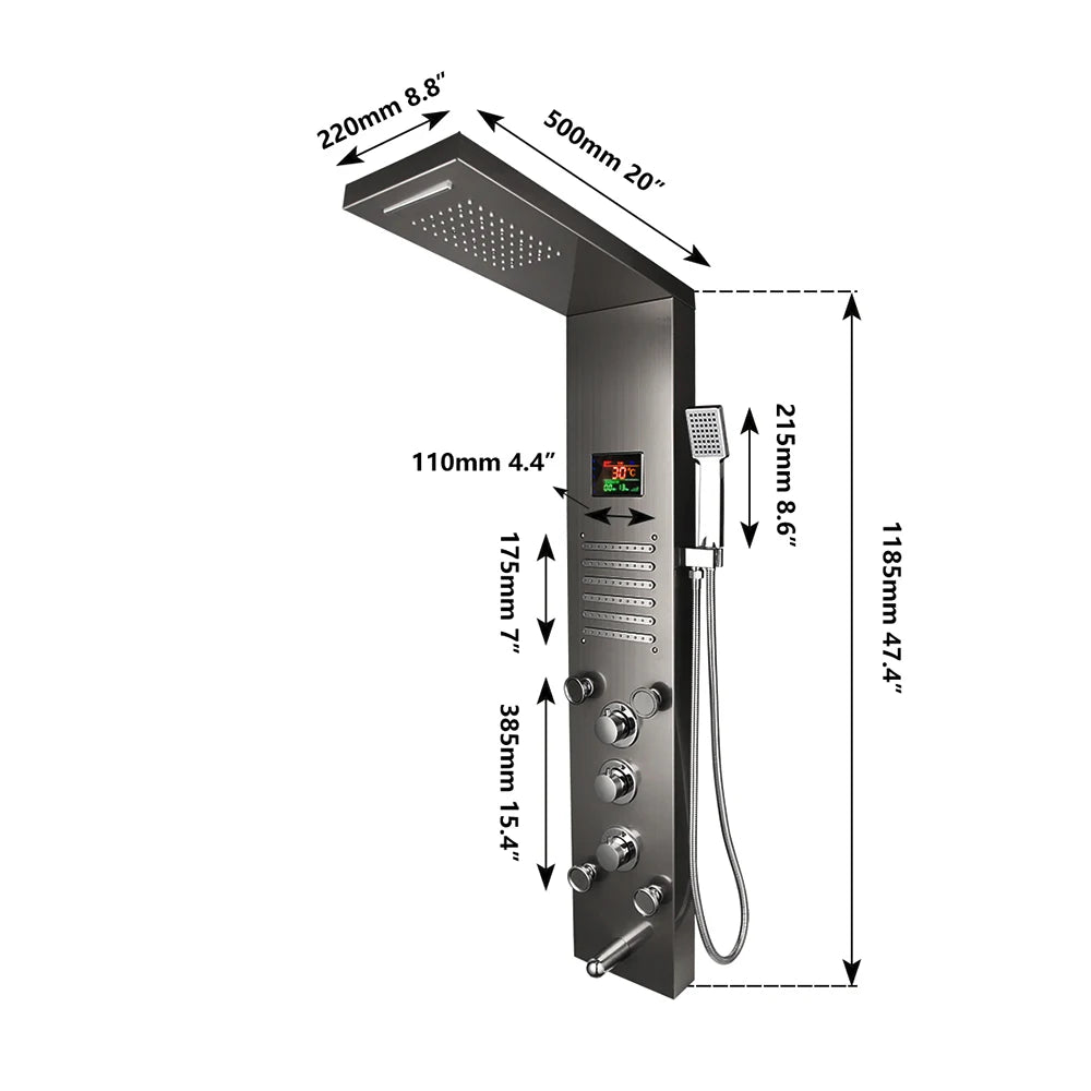MEKKHALA Shower Panel System With LED Rainfall And Body Jets