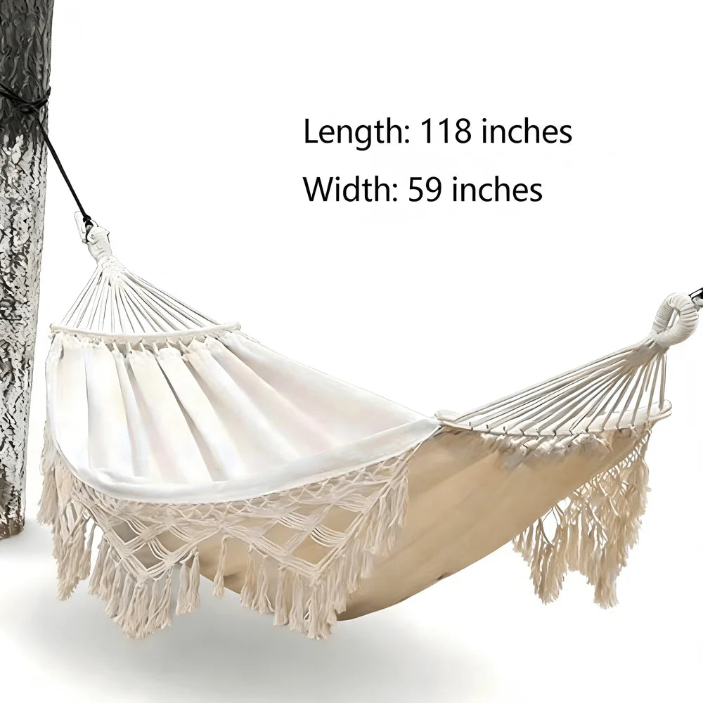 Outdoor Tassel Hammock Chair For Camping Thick Canvas Swing