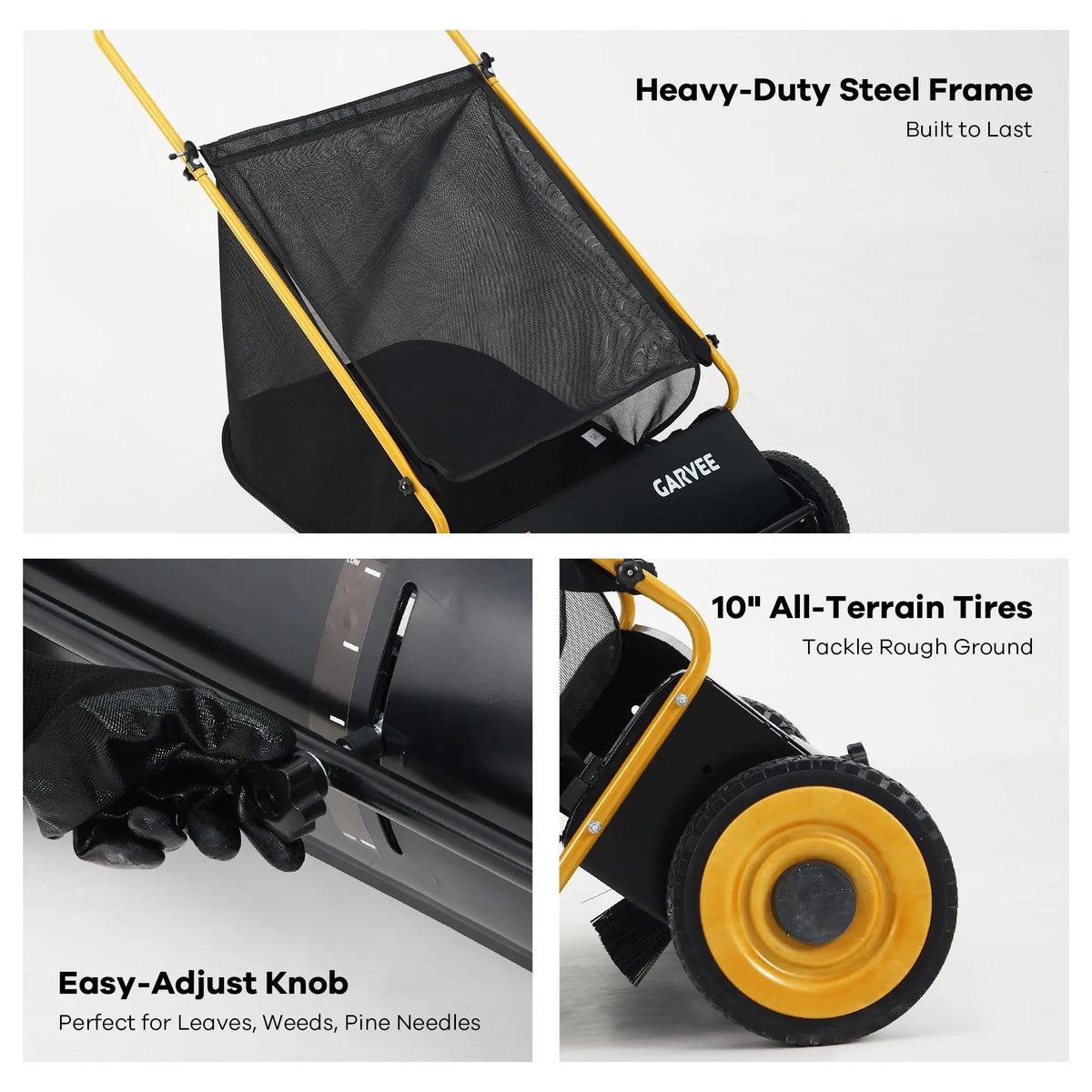 HiMISS Push Lawn Sweeper Efficient Leaf And Grass Collector