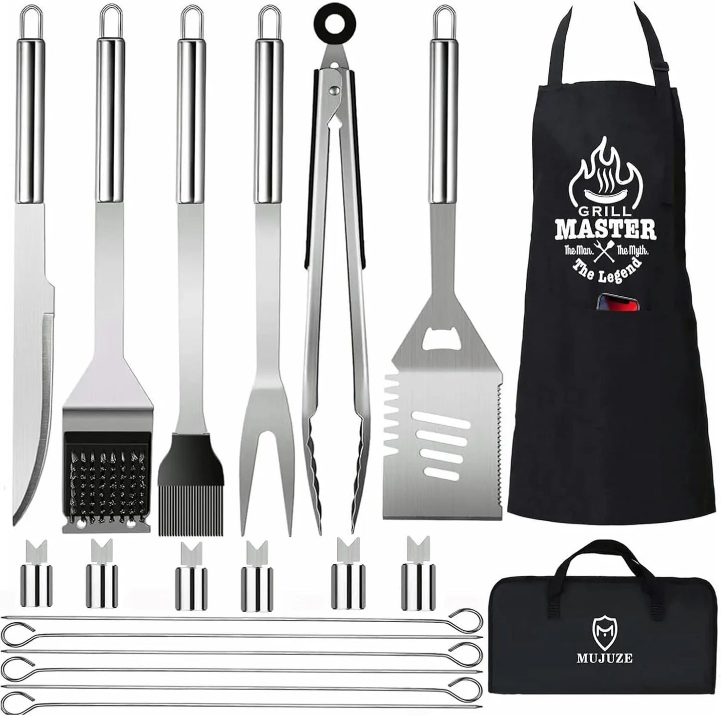 Grill Set With Apron BBQ Accessories Outdoor Grilling Kit