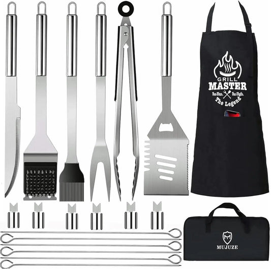 Grill Set With Apron BBQ Accessories Outdoor Grilling Kit
