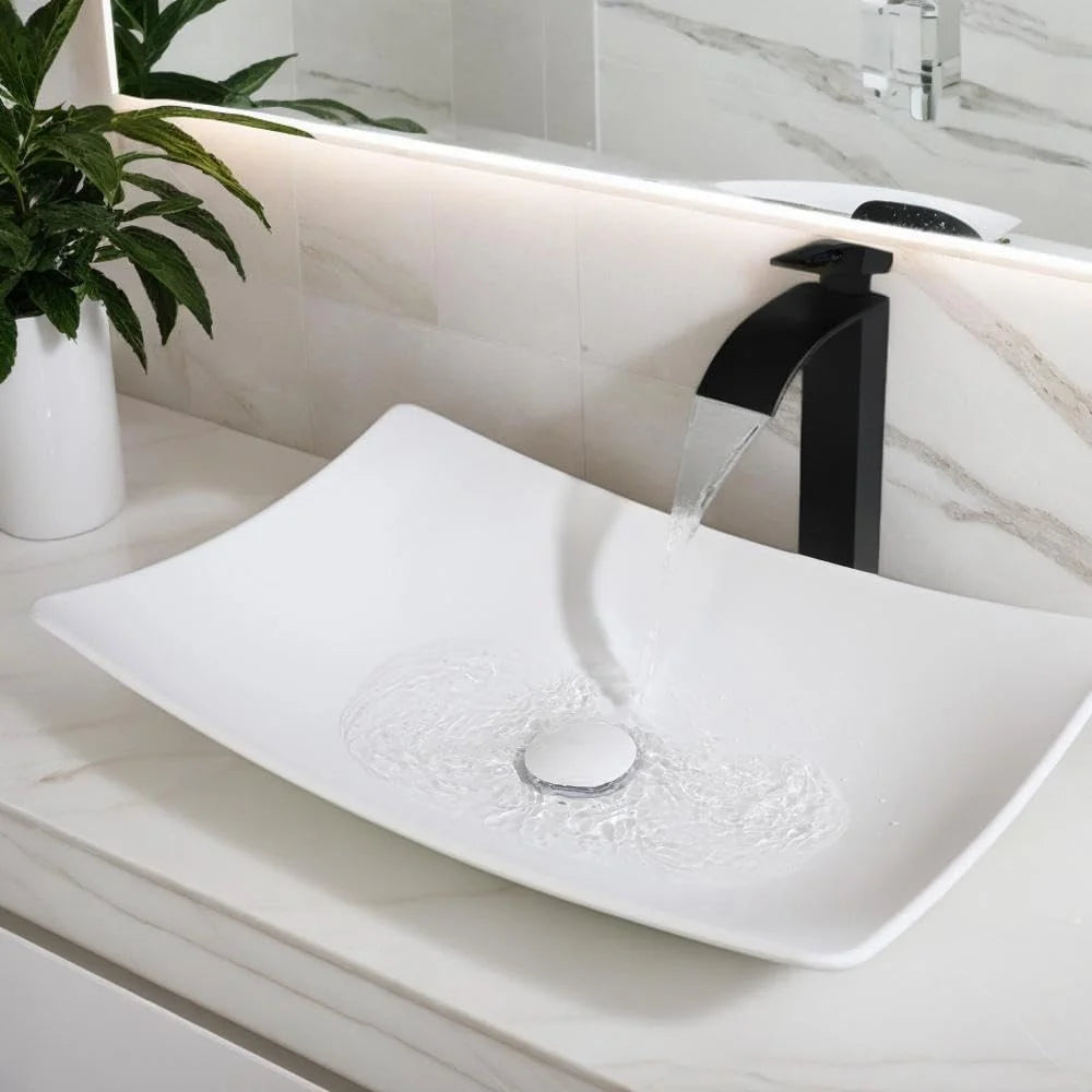 Mekkhala Rectangular Stone Resin Vessel Bathroom Sink