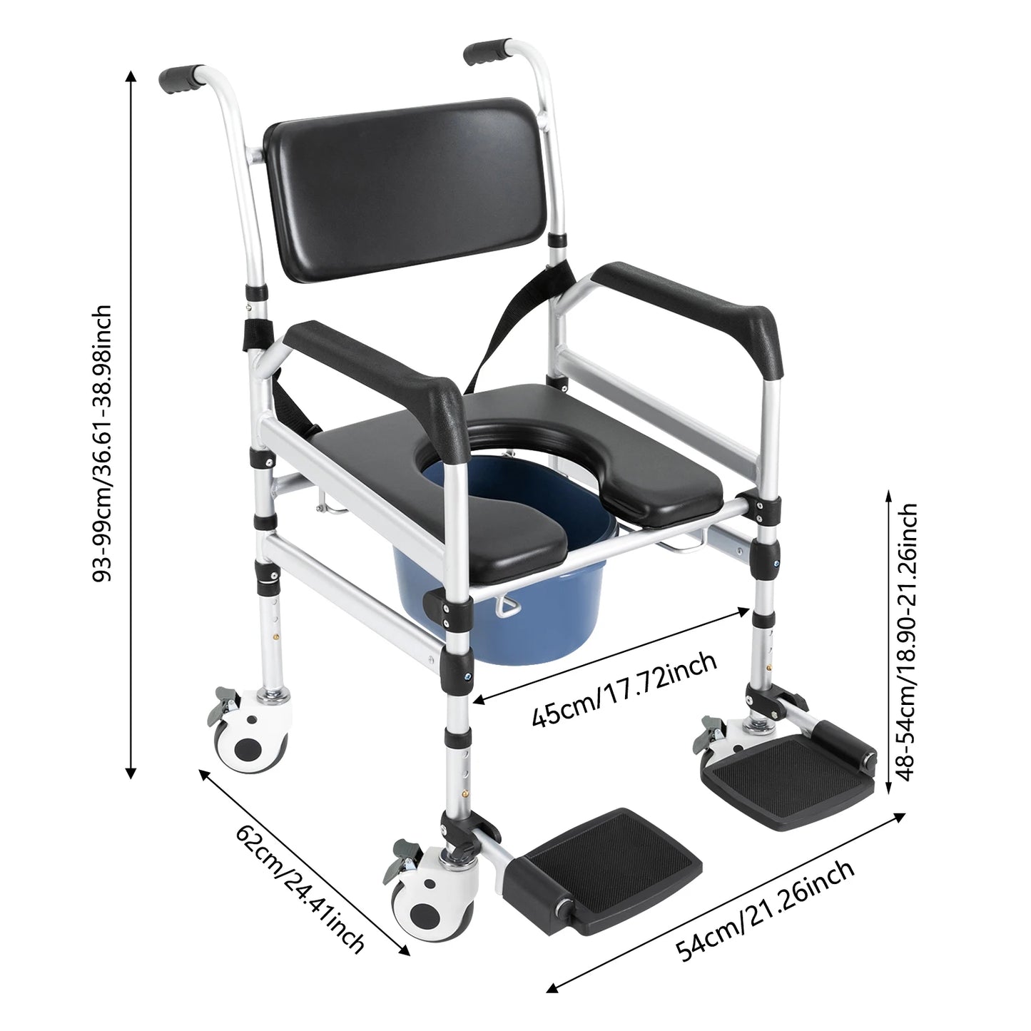Bymaocar Folding Toilet Chair With Wheels For Elderly Disabled