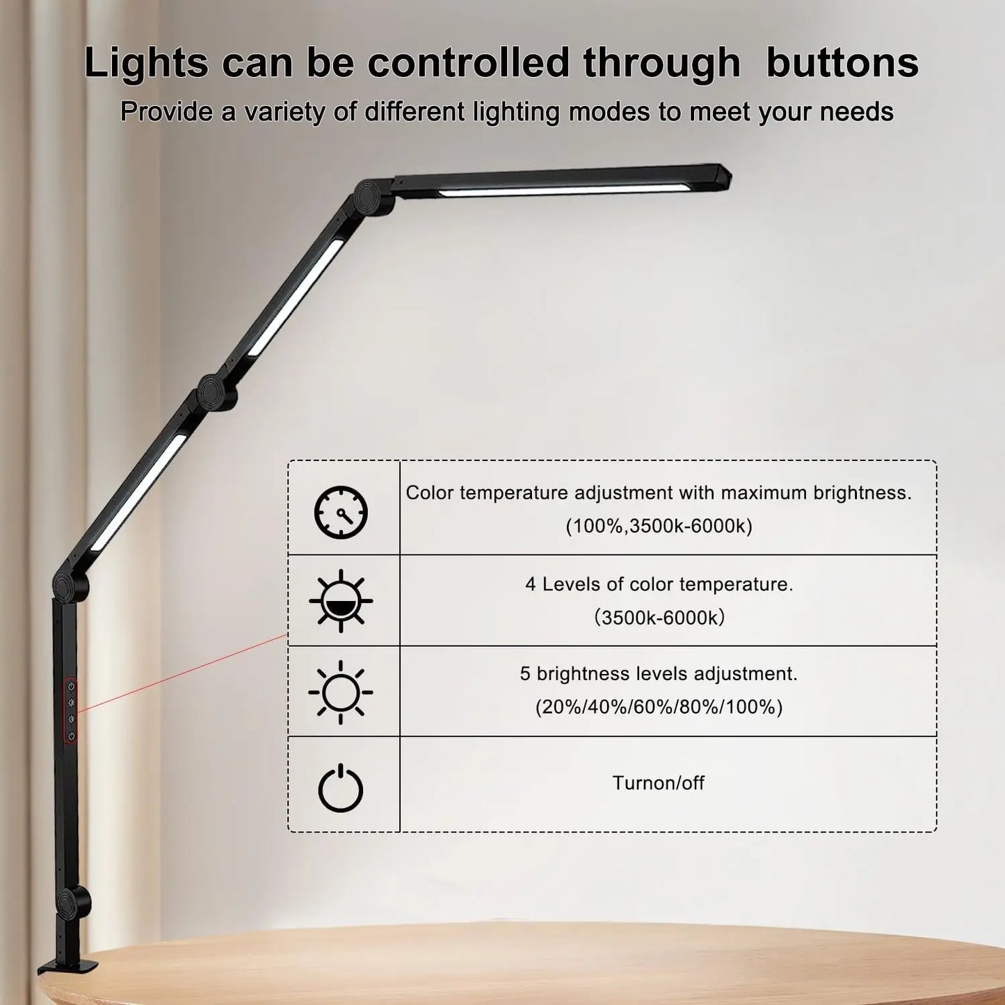 LED Desk Lamp With Clamp Flexible Swing Arm Three Lights