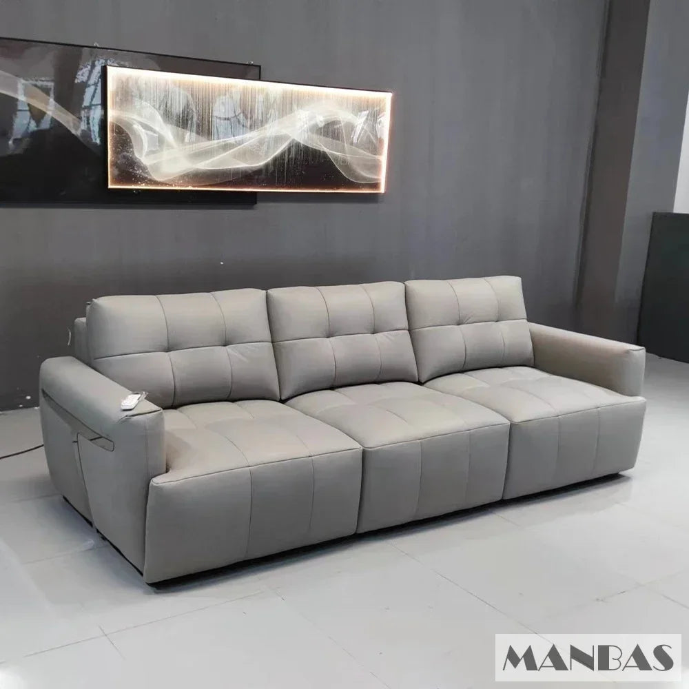 Linlamlim Electric Convertible Sofa Bed Italian Genuine Leather Sleeper Couch