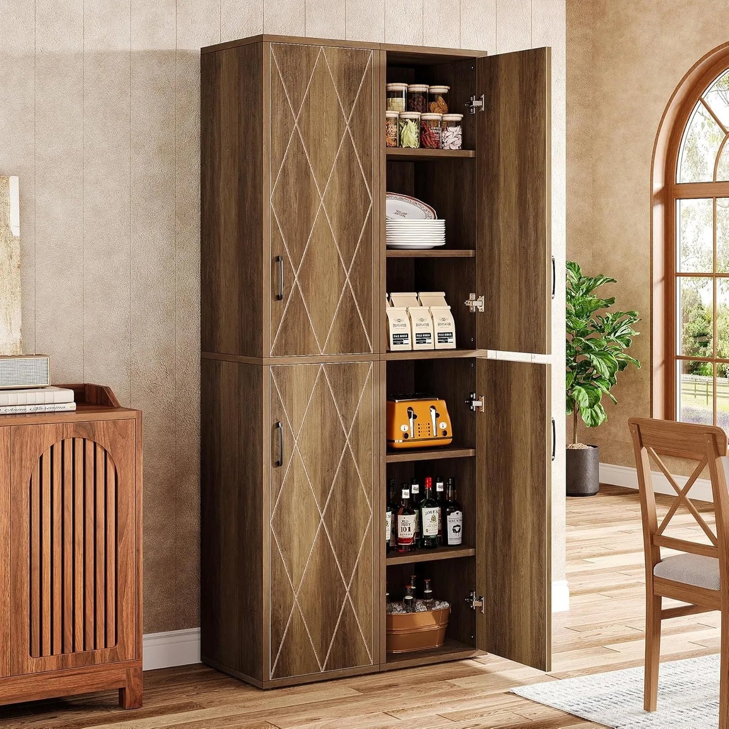 Little Tree Tall Narrow Storage Cabinet With Doors And Shelves